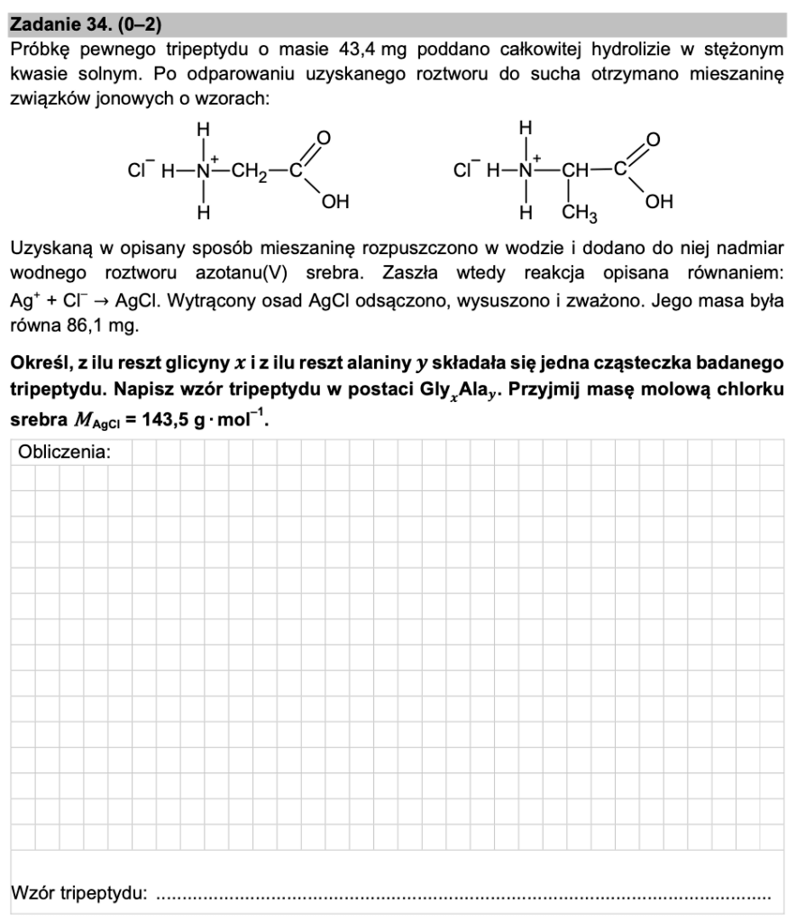 Zadanie maturalne z chemii 3